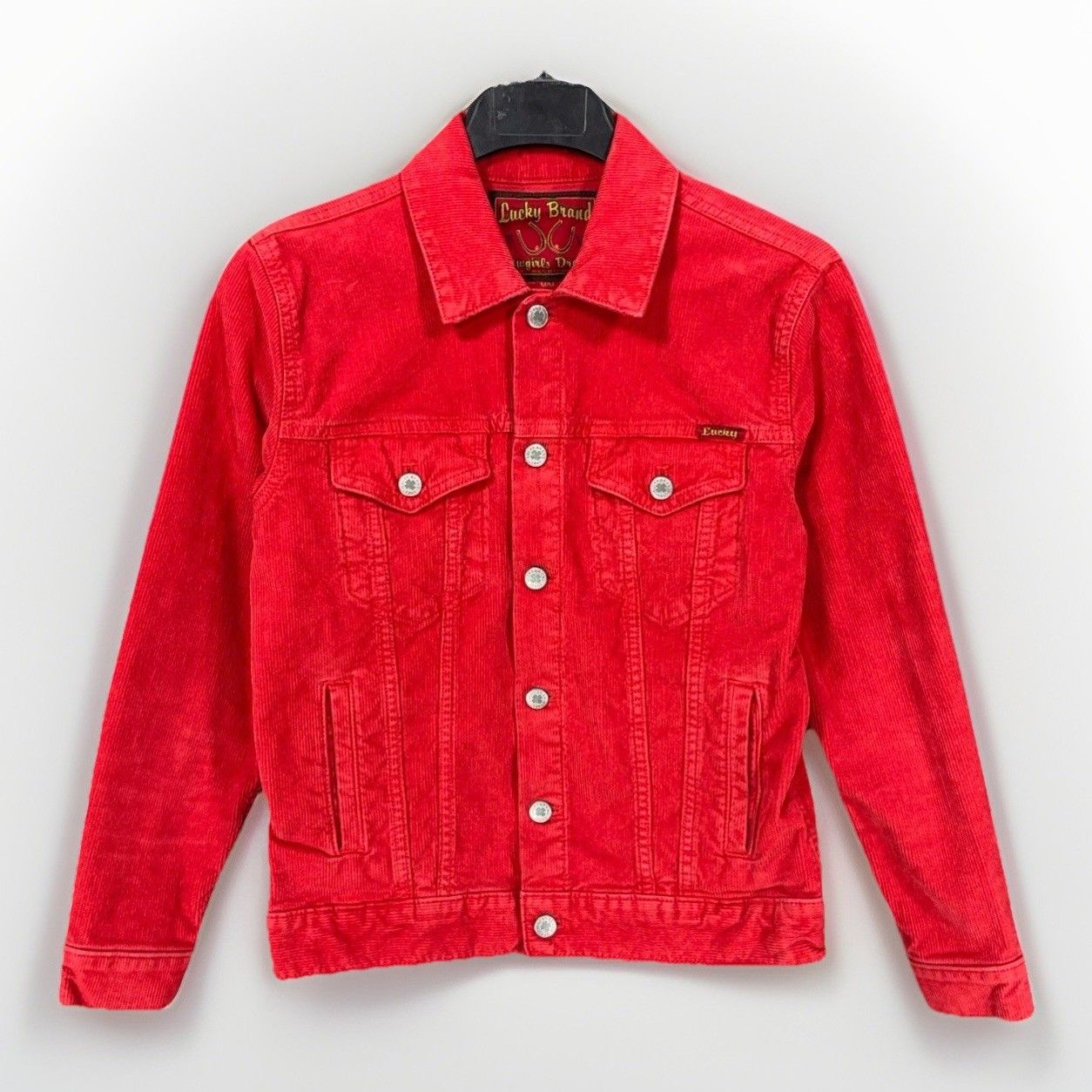 Lucky Brand Corduroy Trucker Jacket Cowgirls Dream Shailyn Rose Red Women M